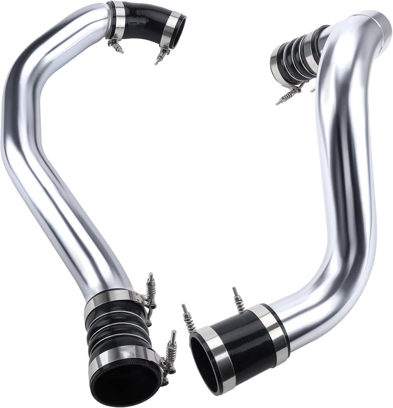 DOCAS Turbo Intercooler Pipe and Boot Kit CAC tubes Powerstroke Compatible with 2003 2004 2005 2006 2007 Ford 6.0L F250 F350 F450 F550 - Silver - Image 1